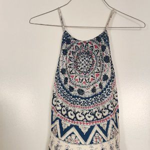 Billabong Sundress Blue Pink White Maxi dress Strappy L